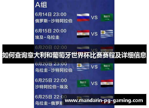 如何查询意大利和葡萄牙世界杯比赛赛程及详细信息 如何查询意大利和葡萄牙世界杯比赛赛程及详细信息